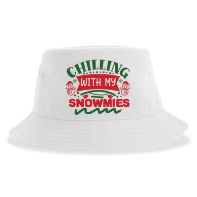 Chilling With My Snowmies Winter Sustainable Bucket Hat