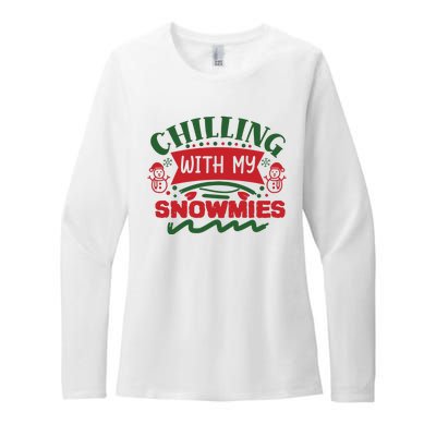 Chilling With My Snowmies Winter Womens CVC Long Sleeve Shirt