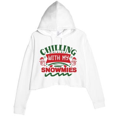 Chilling With My Snowmies Winter Crop Fleece Hoodie