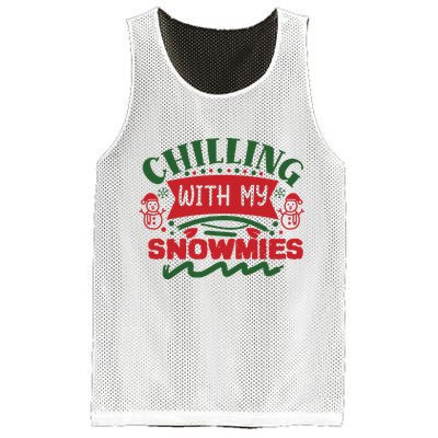 Chilling With My Snowmies Winter Mesh Reversible Basketball Jersey Tank