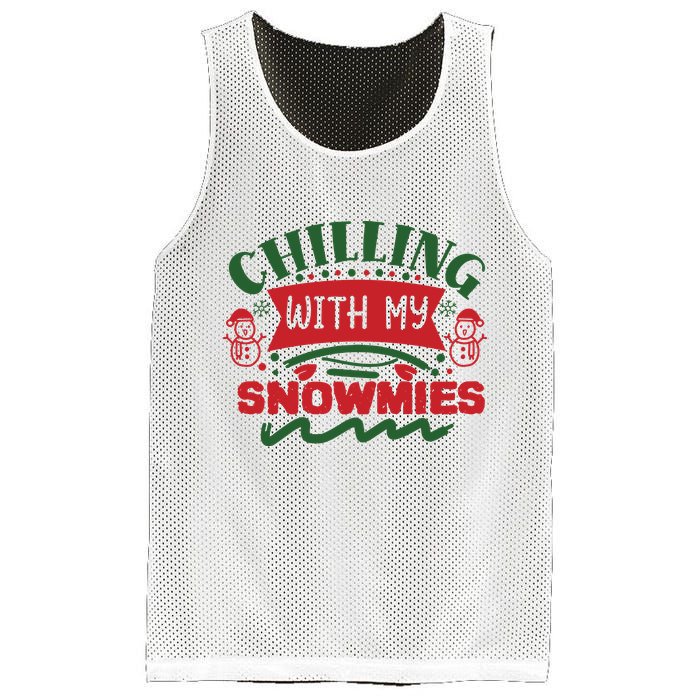 Chilling With My Snowmies Winter Mesh Reversible Basketball Jersey Tank