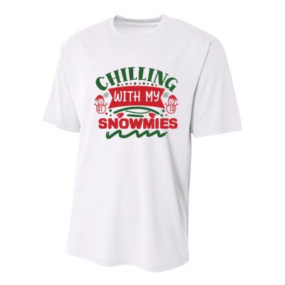 Chilling With My Snowmies Winter Youth Performance Sprint T-Shirt