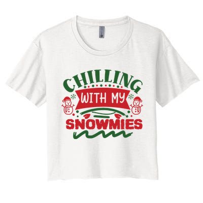 Chilling With My Snowmies Winter Crop Top