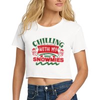 Chilling With My Snowmies Winter Crop Top