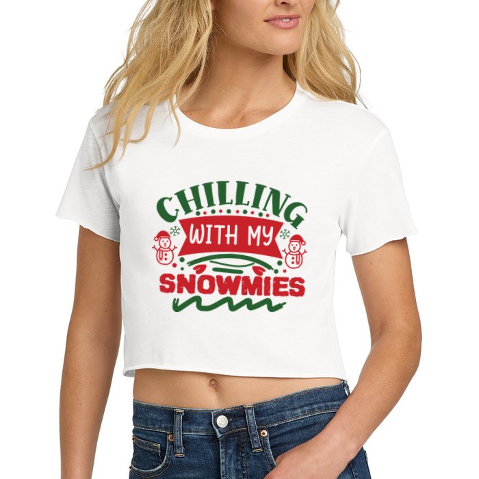 Chilling With My Snowmies Winter Crop Top
