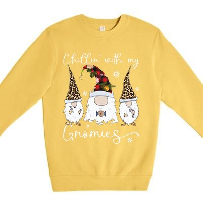 Chillin With My Gnomies Gnome And Coffee Red Plaid Christmas Gift Premium Crewneck Sweatshirt