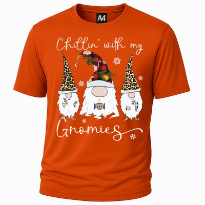 Chillin With My Gnomies Gnome And Coffee Red Plaid Christmas Gift Cooling Performance Crew T-Shirt