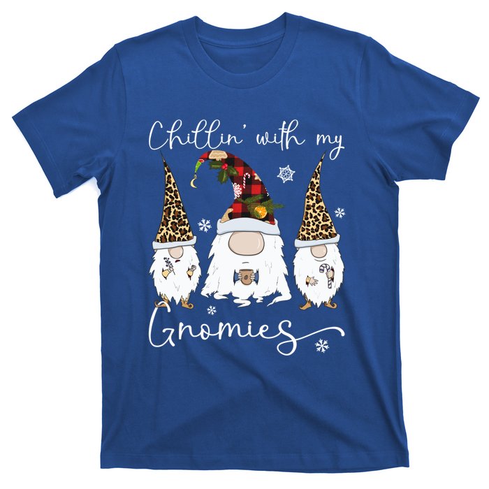 Chillin With My Gnomies Gnome And Coffee Red Plaid Christmas Gift T-Shirt