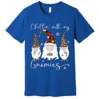 Chillin With My Gnomies Gnome And Coffee Red Plaid Christmas Gift Premium T-Shirt