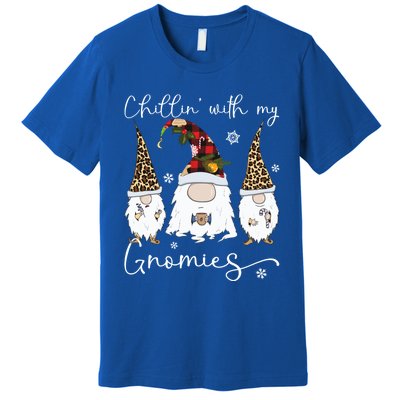 Chillin With My Gnomies Gnome And Coffee Red Plaid Christmas Gift Premium T-Shirt