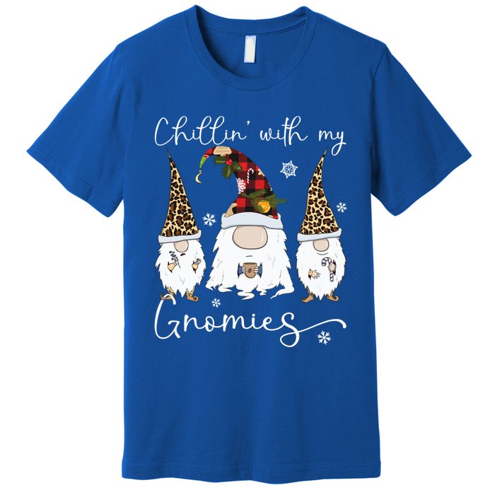 Chillin With My Gnomies Gnome And Coffee Red Plaid Christmas Gift Premium T-Shirt