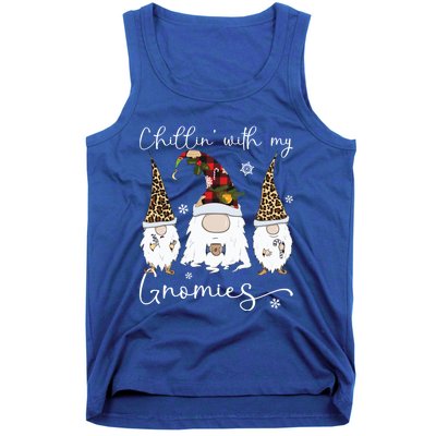 Chillin With My Gnomies Gnome And Coffee Red Plaid Christmas Gift Tank Top