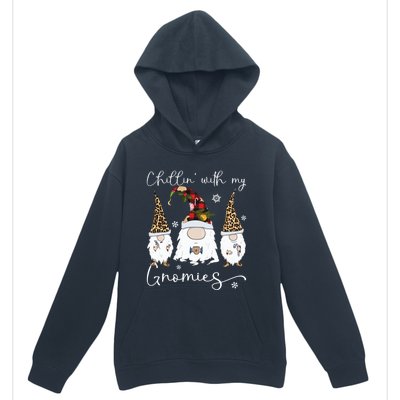 Chillin With My Gnomies Gnome And Coffee Red Plaid Christmas Gift Urban Pullover Hoodie