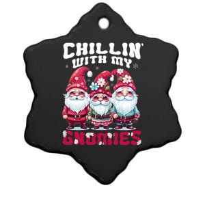 Chillin With My Gnomies Santa Claus Gnomes Groovy Christmas Cool Gift Ceramic Star Ornament