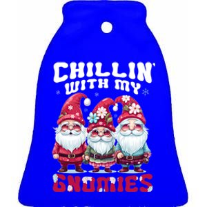 Chillin With My Gnomies Santa Claus Gnomes Groovy Christmas Cool Gift Ceramic Bell Ornament