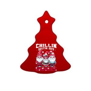 Chillin With My Gnomies Santa Claus Gnomes Groovy Christmas Cool Gift Ceramic Tree Ornament