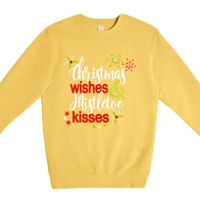 Christmas Wishes Mistletoe Kisses Premium Crewneck Sweatshirt