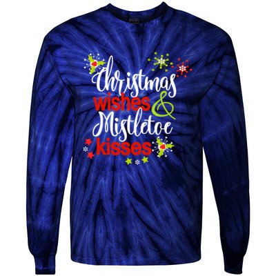 Christmas Wishes Mistletoe Kisses Tie-Dye Long Sleeve Shirt