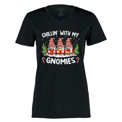 Chillin With My Gnomies Matching Family Christmas Pjs Gnome  Women's Momentum V-Neck T-Shirt