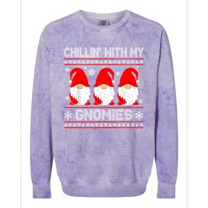 Chillin With My Gnomies Matching Family Christmas Gnome Gift Colorblast Crewneck Sweatshirt