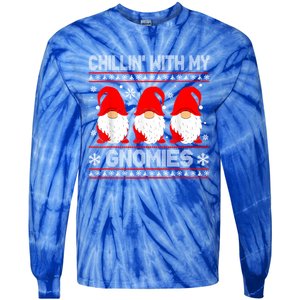 Chillin With My Gnomies Matching Family Christmas Gnome Gift Tie-Dye Long Sleeve Shirt