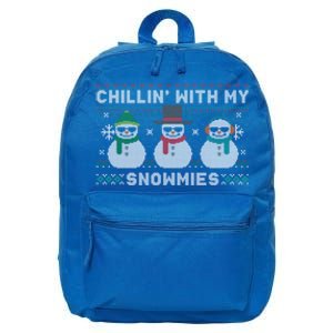 Chillin With My Snowmies Cute Snow Ugly Christmas Sweater Great Gift 16 in Basic Backpack