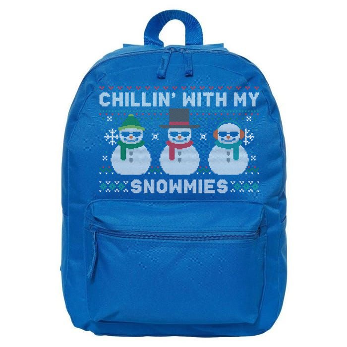 Chillin With My Snowmies Cute Snow Ugly Christmas Sweater Great Gift 16 in Basic Backpack