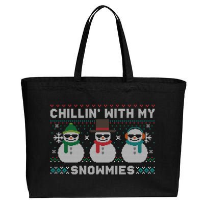 Chillin With My Snowmies Cute Snow Ugly Christmas Sweater Great Gift Cotton Canvas Jumbo Tote