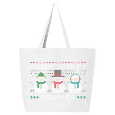 Chillin With My Snowmies Cute Snow Ugly Christmas Sweater Great Gift 25L Jumbo Tote