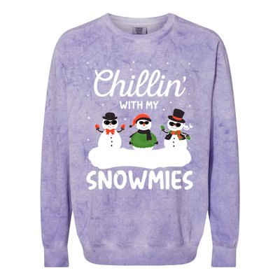 Chillin With My Snowmies Outfit Gift Cool Christmas Snow Gift Colorblast Crewneck Sweatshirt