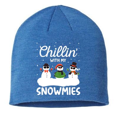 Chillin With My Snowmies Outfit Gift Cool Christmas Snow Gift Sustainable Beanie