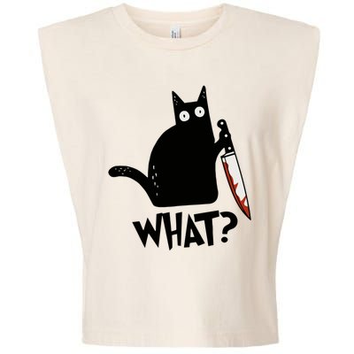 Cat What? Murderous Black Cat With Knife Gift Garment-Dyed Women's Muscle Tee