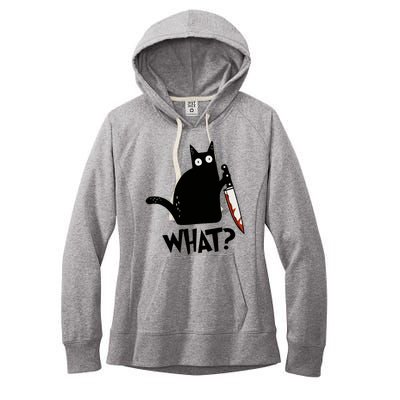 Cat What? Murderous Black Cat With Knife Gift Women's Fleece Hoodie