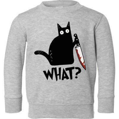 Cat What? Murderous Black Cat With Knife Gift Toddler Sweatshirt