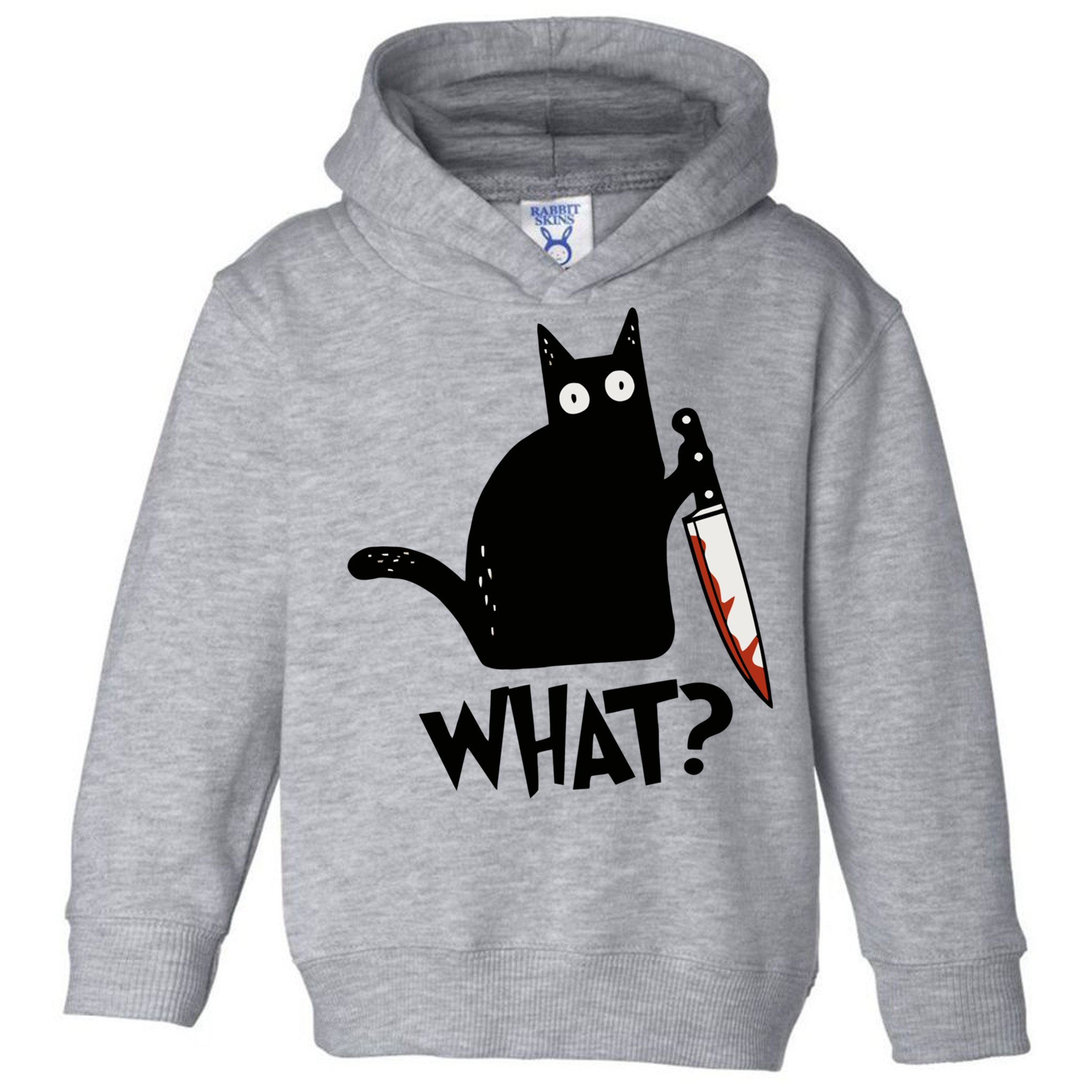 Cat What? Murderous Black Cat With Knife Gift Toddler Hoodie