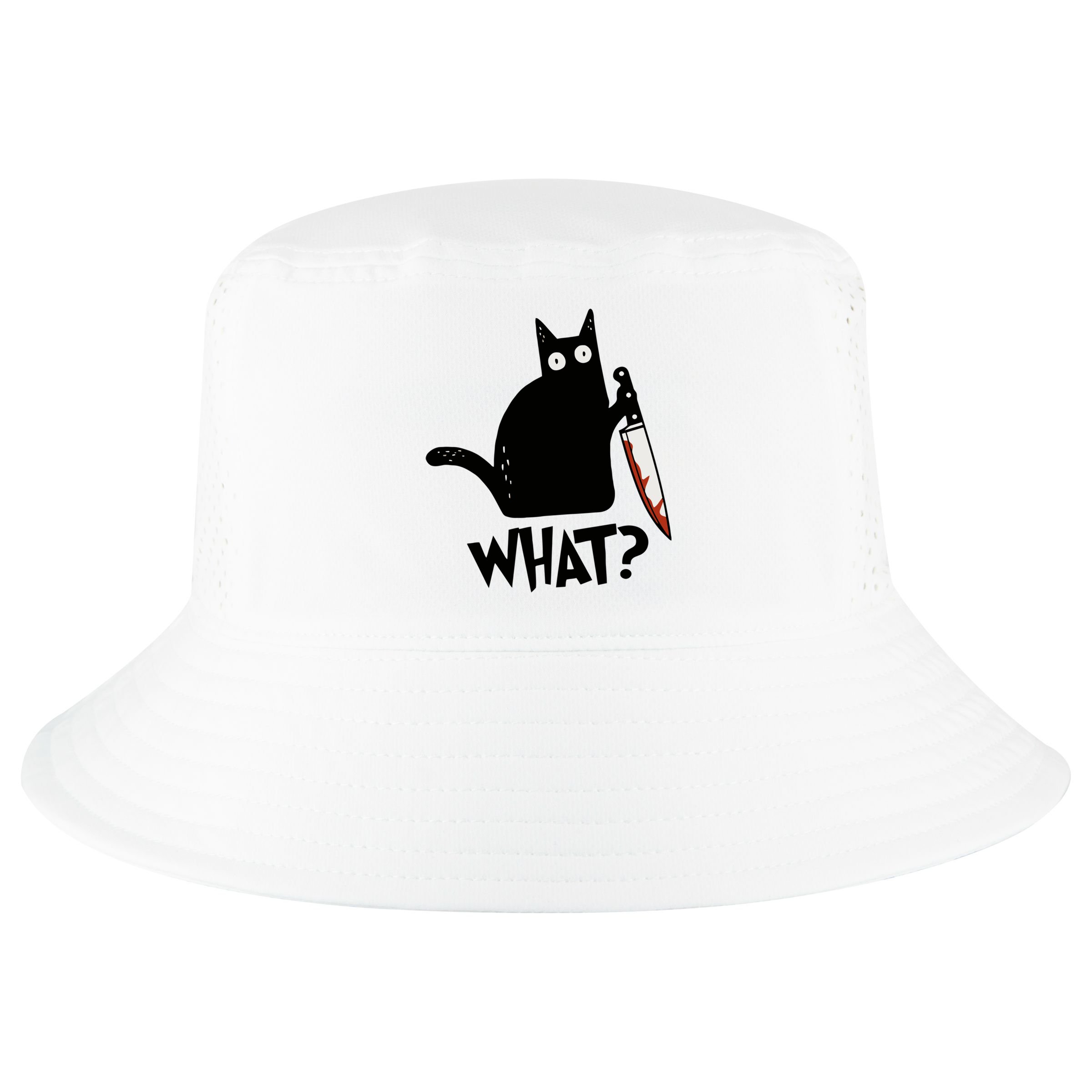 Cat What? Murderous Black Cat With Knife Gift Cool Comfort Performance Bucket Hat