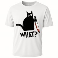 Cat What? Murderous Black Cat With Knife Gift Cooling Performance Crew T-Shirt