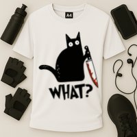 Cat What? Murderous Black Cat With Knife Gift Cooling Performance Crew T-Shirt