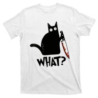 Cat What? Murderous Black Cat With Knife Gift T-Shirt