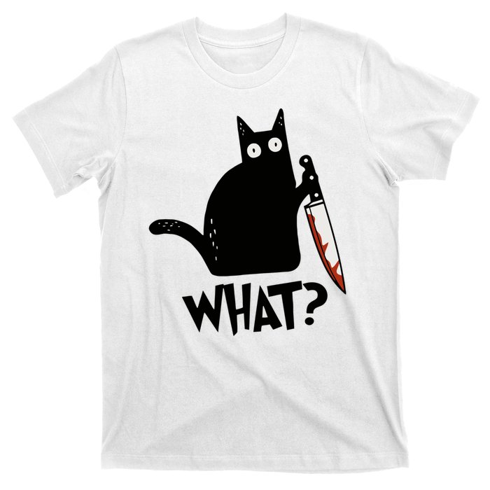 Cat What? Murderous Black Cat With Knife Gift T-Shirt