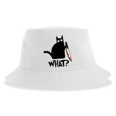 Cat What? Murderous Black Cat With Knife Gift Sustainable Bucket Hat