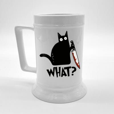 Cat What? Murderous Black Cat With Knife Gift Beer Stein