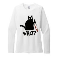 Cat What? Murderous Black Cat With Knife Gift Womens CVC Long Sleeve Shirt