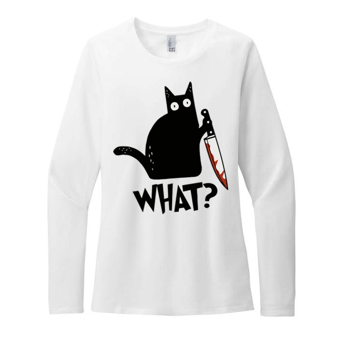 Cat What? Murderous Black Cat With Knife Gift Womens CVC Long Sleeve Shirt