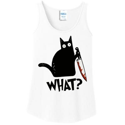 Cat What? Murderous Black Cat With Knife Gift Ladies Essential Tank