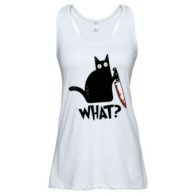 Cat What? Murderous Black Cat With Knife Gift Ladies Essential Flowy Tank