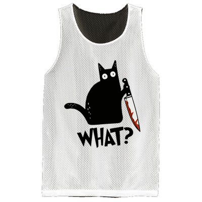 Cat What? Murderous Black Cat With Knife Gift Mesh Reversible Basketball Jersey Tank