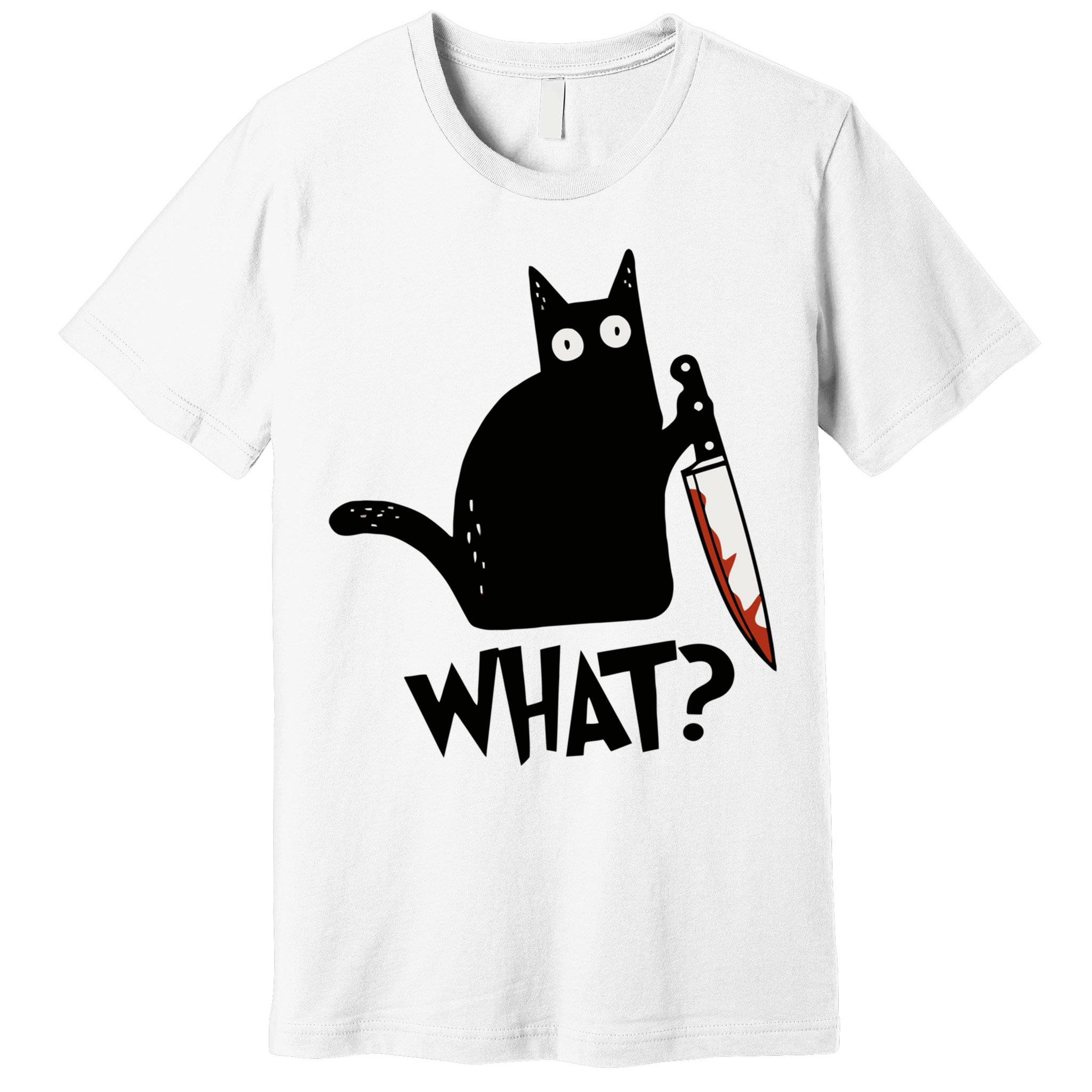 Cat What? Murderous Black Cat With Knife Gift Premium T-Shirt