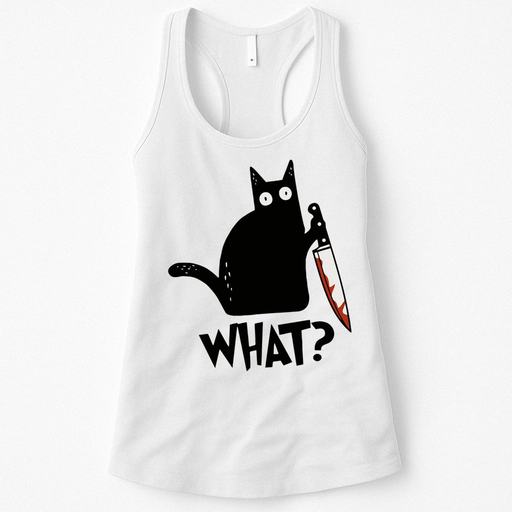 Cat What? Murderous Black Cat With Knife Gift Womens Tank Top
