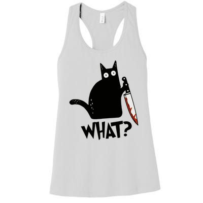 Cat What? Murderous Black Cat With Knife Gift Women's Racerback Tank